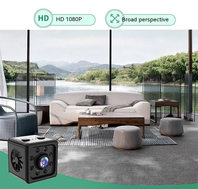 Black K13 network sports camera on its mounting bracket, showing compact cube design.