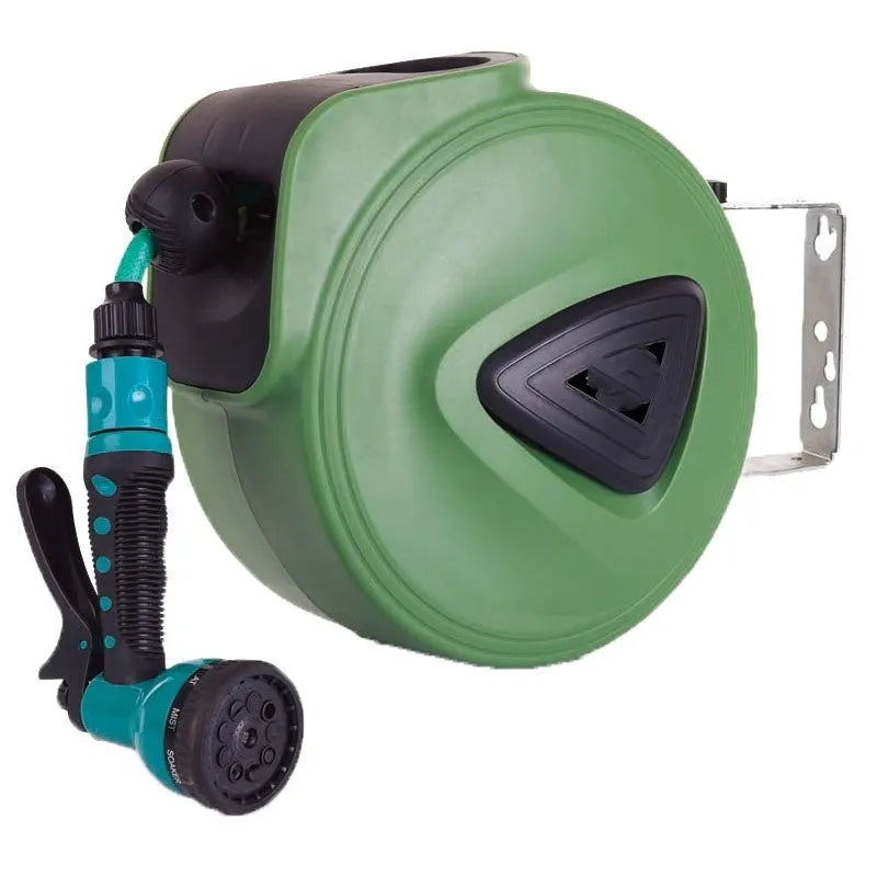 Automatic retractable hose reel water drum with 10 metre PVC pipe for car wash and garden use