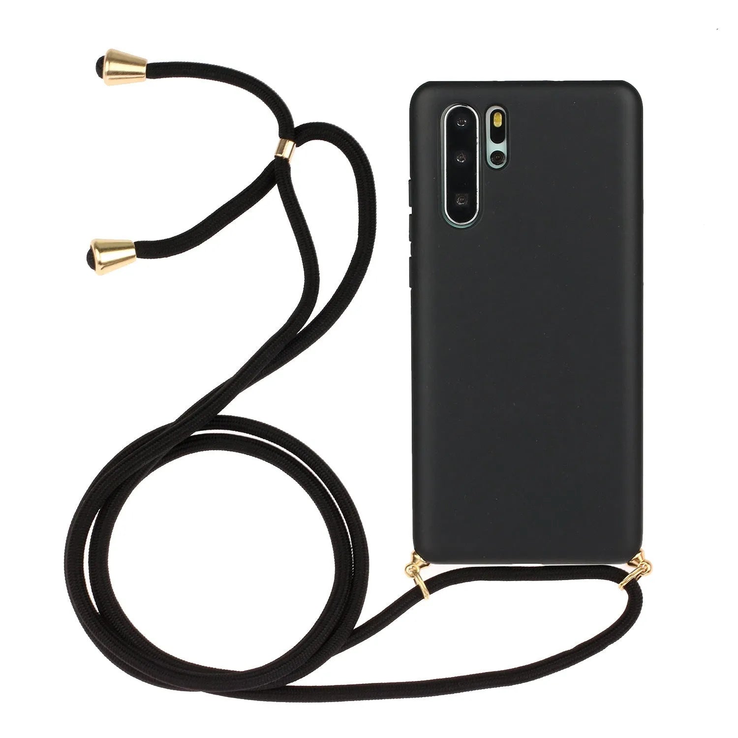 Huawei P30 mobile phone case with wrist strap and floral painted TPU back cover.