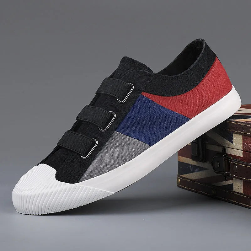 Men's low-top canvas sneakers with elastic band closure in neutral colour options