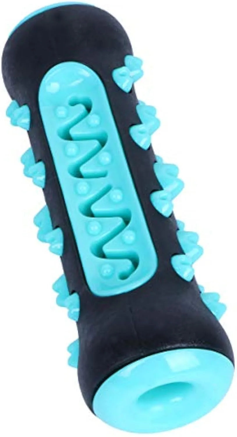 Natural rubber dog toothbrush chew toy in blue colour for dental cleaning and tartar removal