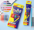 Wooden barrel colour pencil set with double-head design in student art configuration