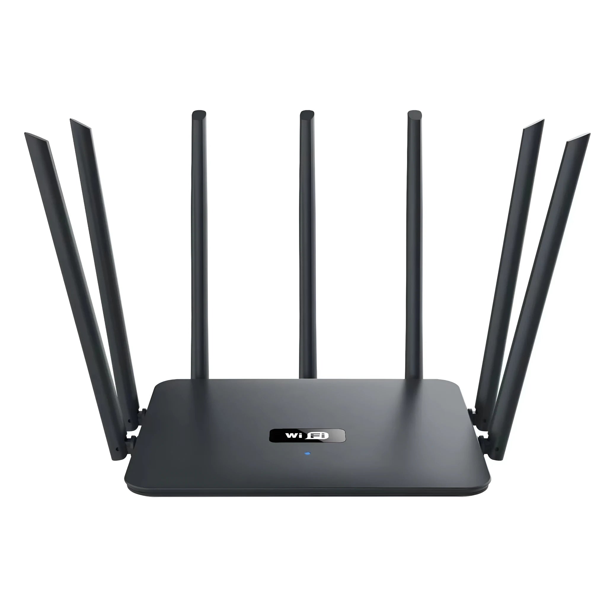 Black or white dual-band gigabit router with multiple antennas providing whole-home WiFi coverage through walls