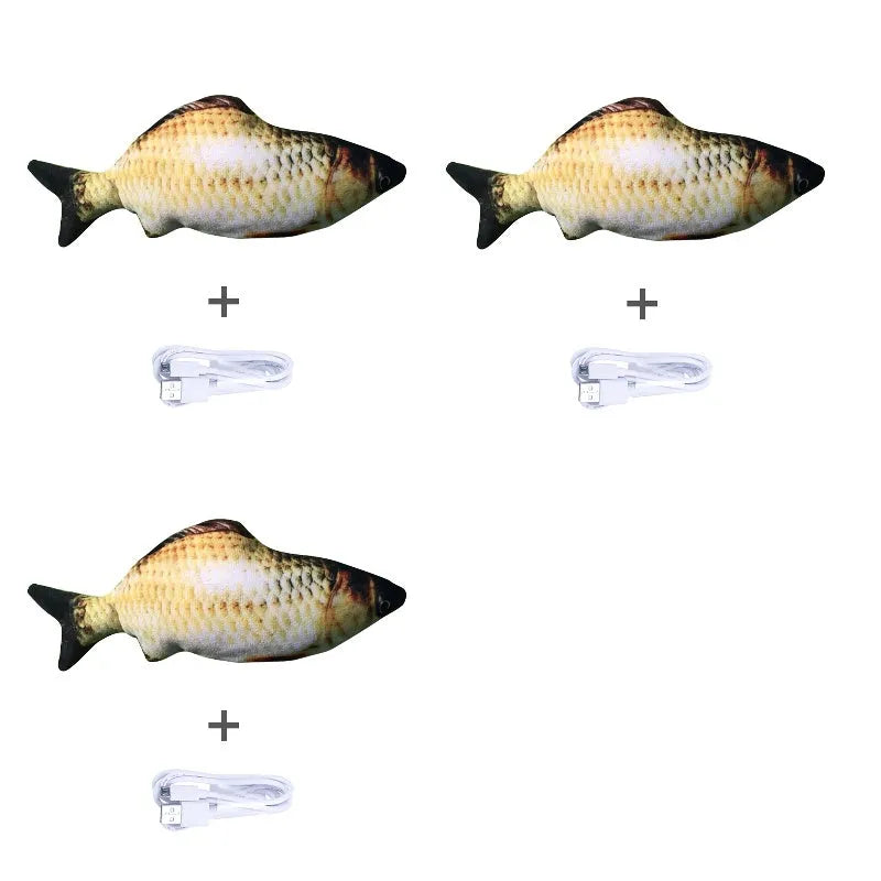 Electronic jumping fish cat toy without cat nip, 30cm multicolour design with USB cable