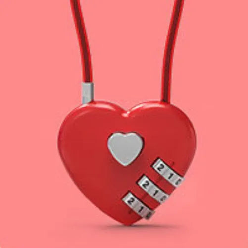 Peach heart shaped cable lock with a long steel rope in a choice of colours.