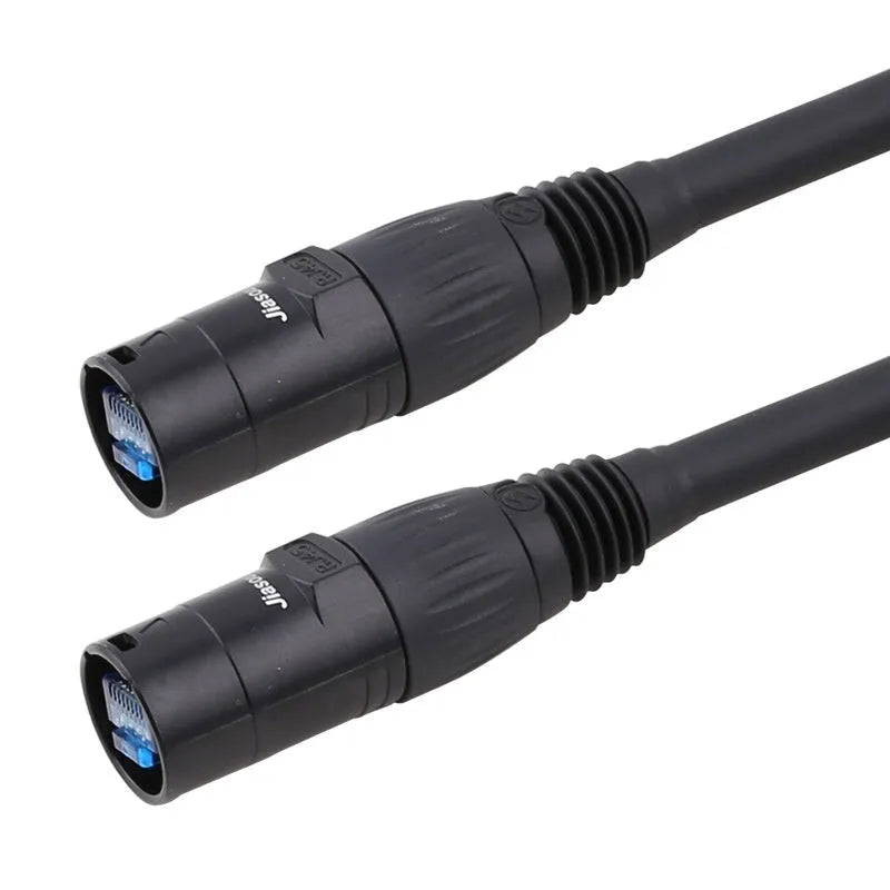 NE8FF CAT6 RJ45 male to female Ethernet cable extension connector on a white background.