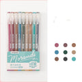Set of nine solid colour gel pens with 0.5mm needle tips in Nordic, Retro, Salt, or Sweet series