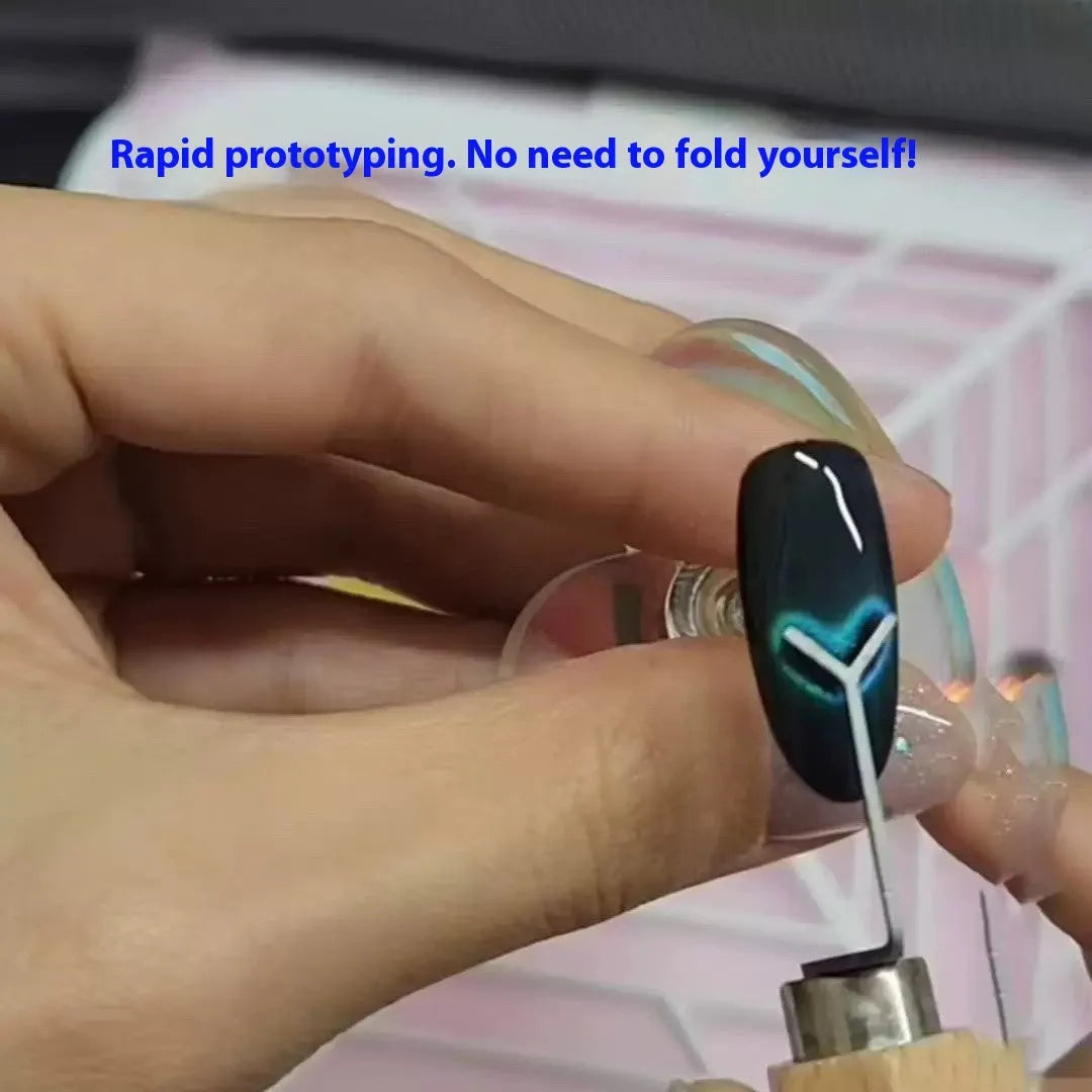 Manicure magnet set with cylindrical 9x30mm metal magnet and Y-shaped bracket for cat eye gel nail polish