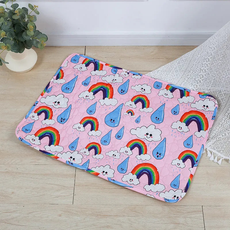 Reusable washable pet urine pad with animal pattern and waterproof gasket construction