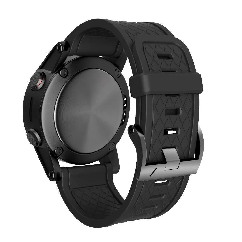 Black silicone watch strap with stainless steel watch-button for Jiaming 26mm watches
