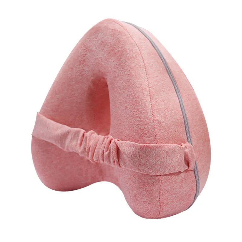 Heart-shaped memory foam leg pillow in dark blue jacquard colour, 25x23x13cm dimensions