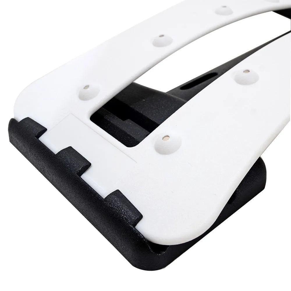 Portable lumbar massage spine stretching support cushion white and black with dimensions 40x25.5x5CM