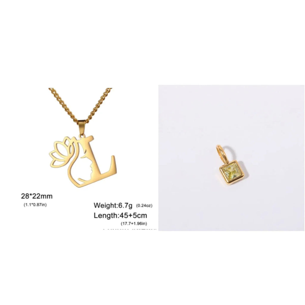 Stainless steel cross chain necklace with single pendant in gold or silver colour