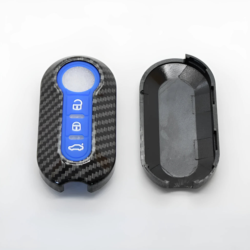Fiat 500 Boyue Ottimo Viaggio car remote key case in ABS plastic showing black, dark blue, and red colour options