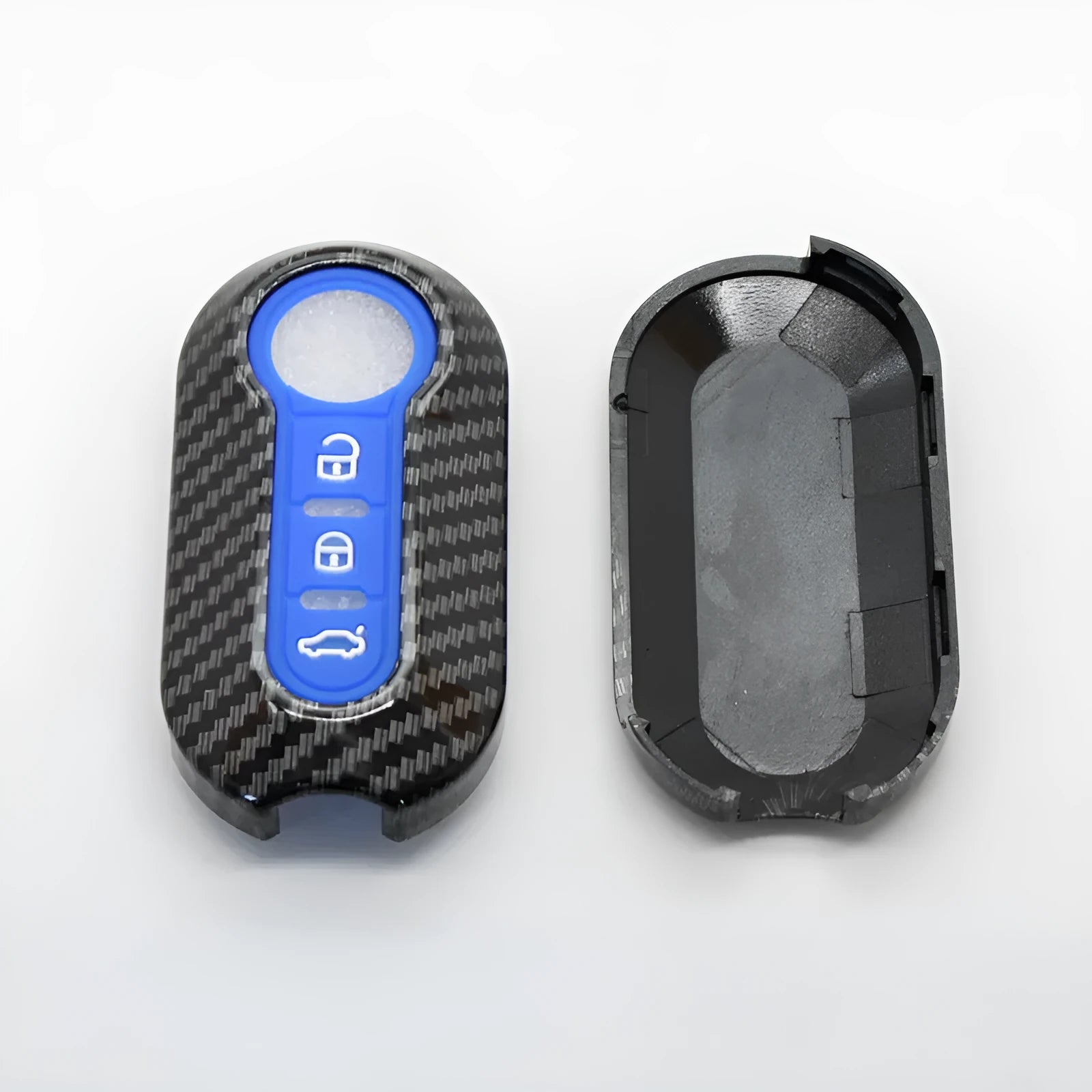 Fiat 500 Boyue Ottimo Viaggio car remote key case in ABS plastic showing black, dark blue, and red colour options