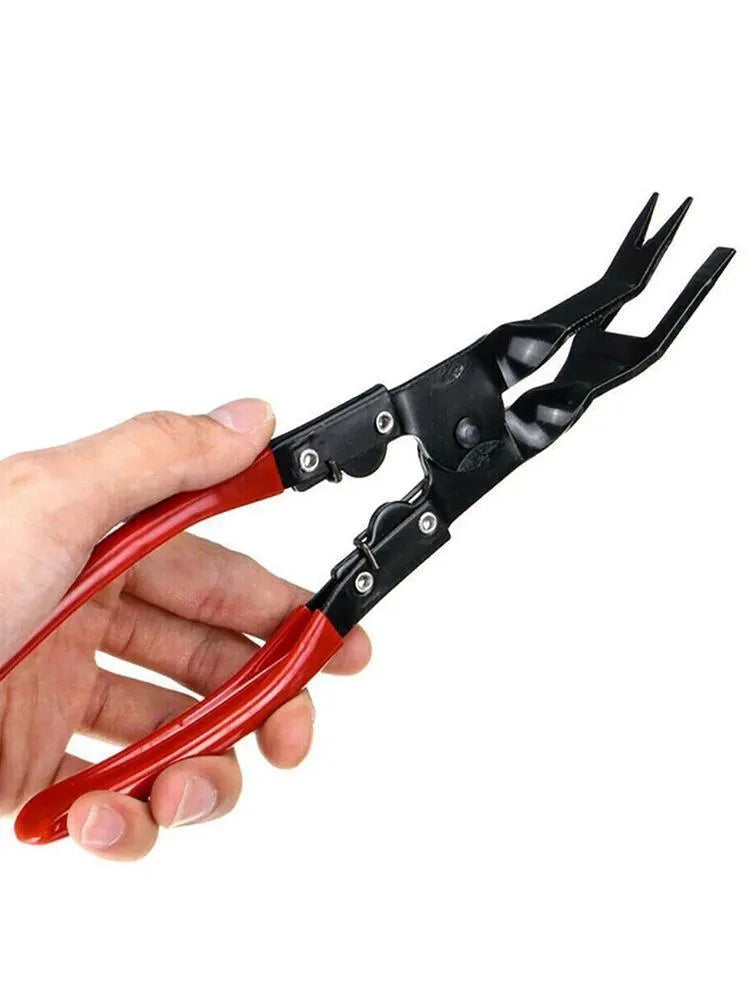 Blue steel car trim removal pliers with 235mm length and angled 32mm head