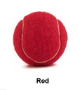 Bright coloured, bite-resistant rubber tennis ball for dogs, 6.3 cm in diameter.