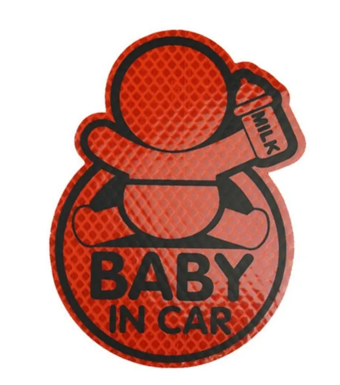 Baby In Car reflective warning sticker 14x10.5cm PET material fluorescent green colour