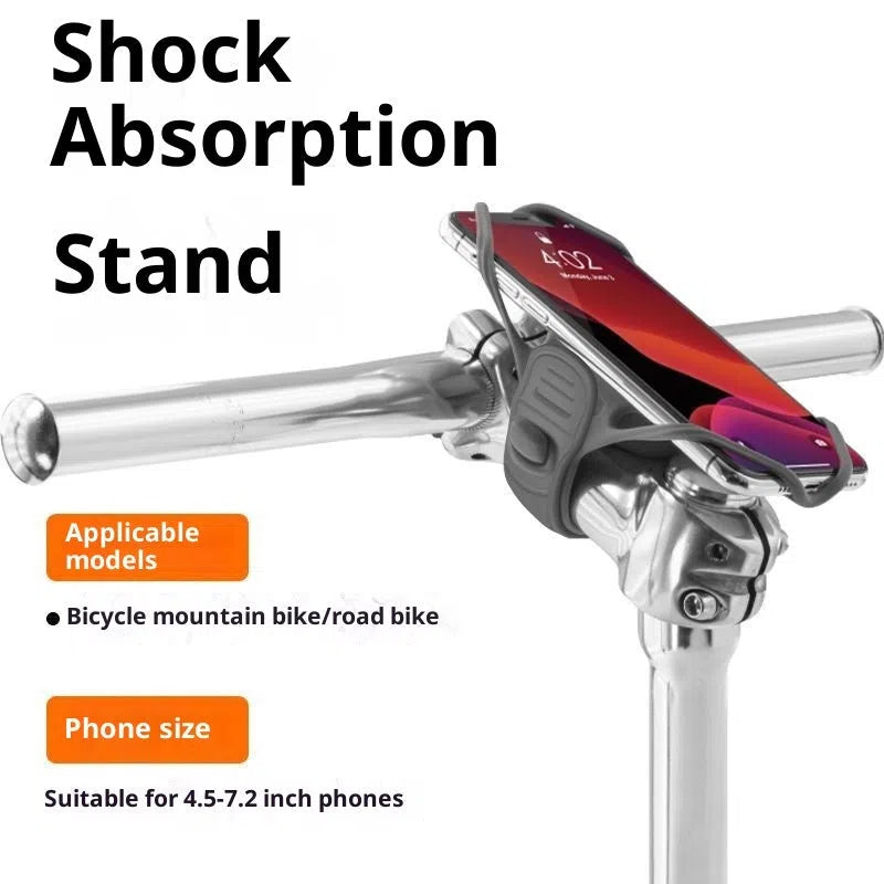 Black adjustable plastic road bike phone mount attached to bicycle handlebar