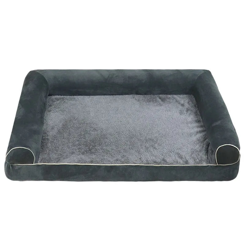 Square-shaped dog bed with sponge cushion, shown in a neutral colour like light grey or beige.