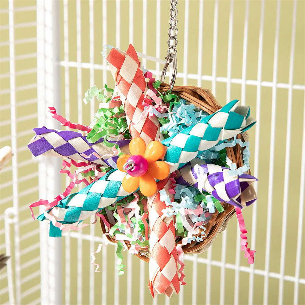 Parrot gnawing toy for beak exercise with weight option specifications