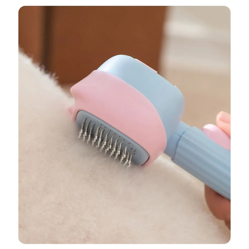 Blue dual-sided deshedding brush and dematting comb for large dogs and cats on a white background.