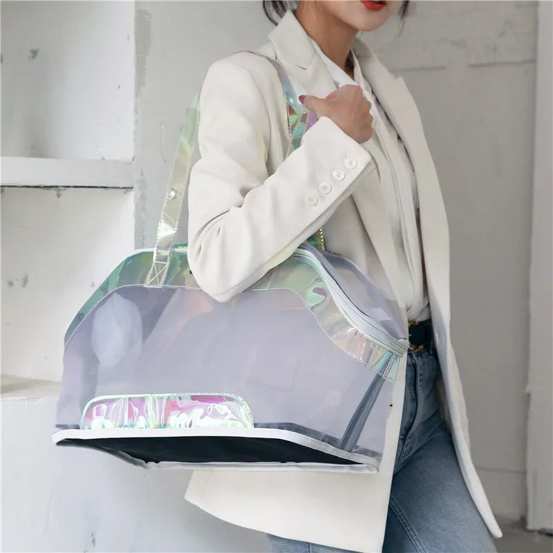 MOORPET leather cat carrier bag with handle, shown in a solid colour, for outdoor pet travel.