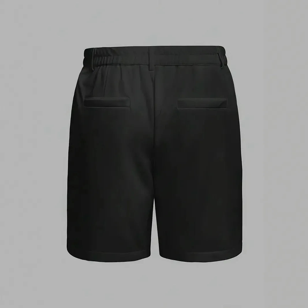 Men's straight-leg casual sports shorts in a solid colour, made from cotton blend fabric