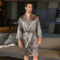 Men's rayon silk bathrobe nightgown with Asian continental sizing in multiple colour options