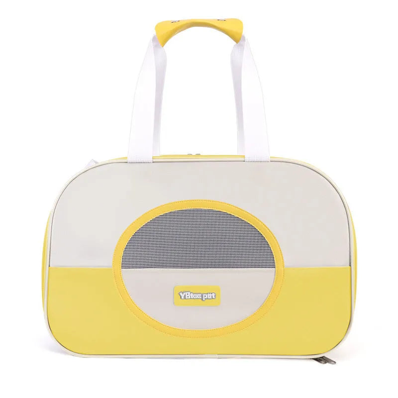 Outdoor portable foldable cat backpack in Oxford cloth, showing large capacity and breathable design.