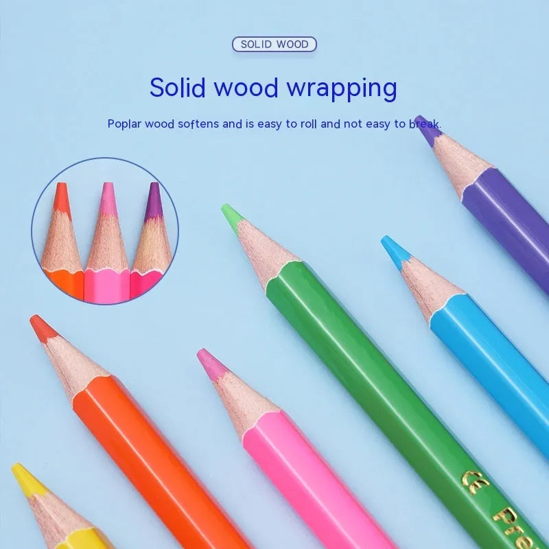 Wooden barrel colour pencil set with double-head design in student art configuration