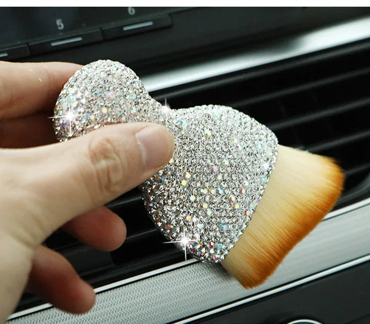 Compact white car interior soft brush for dusting dashboard and vents, showing 10cm length.