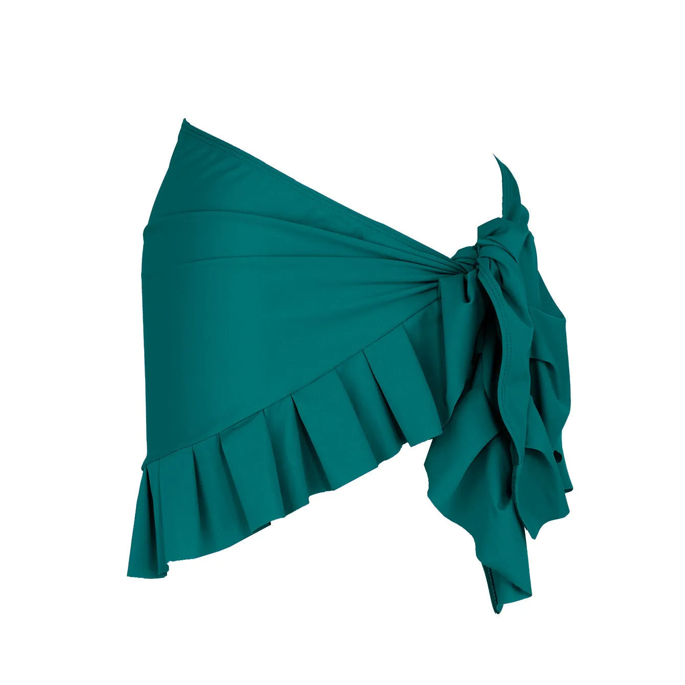 Single-shoulder high waist one-piece swimsuit for women in solid colour.