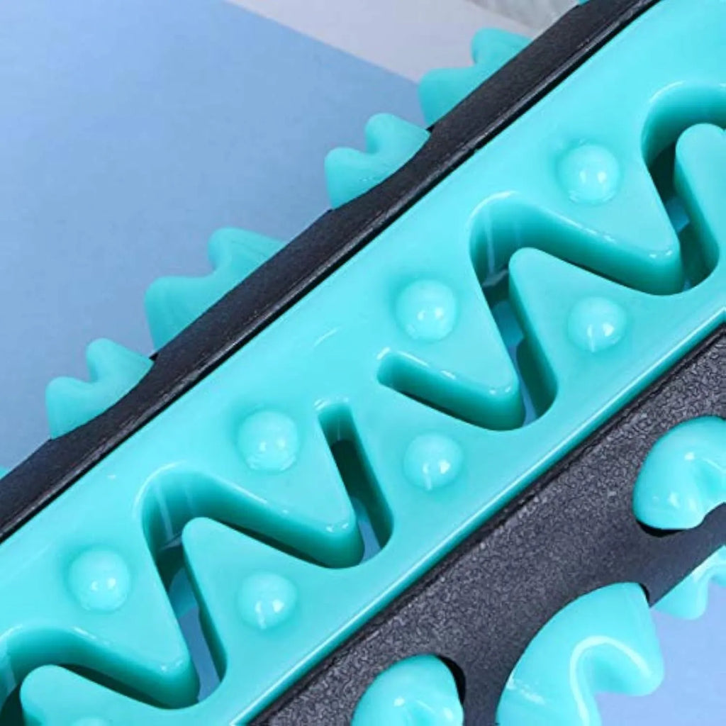 Natural rubber dog toothbrush chew toy in blue colour for dental cleaning and tartar removal