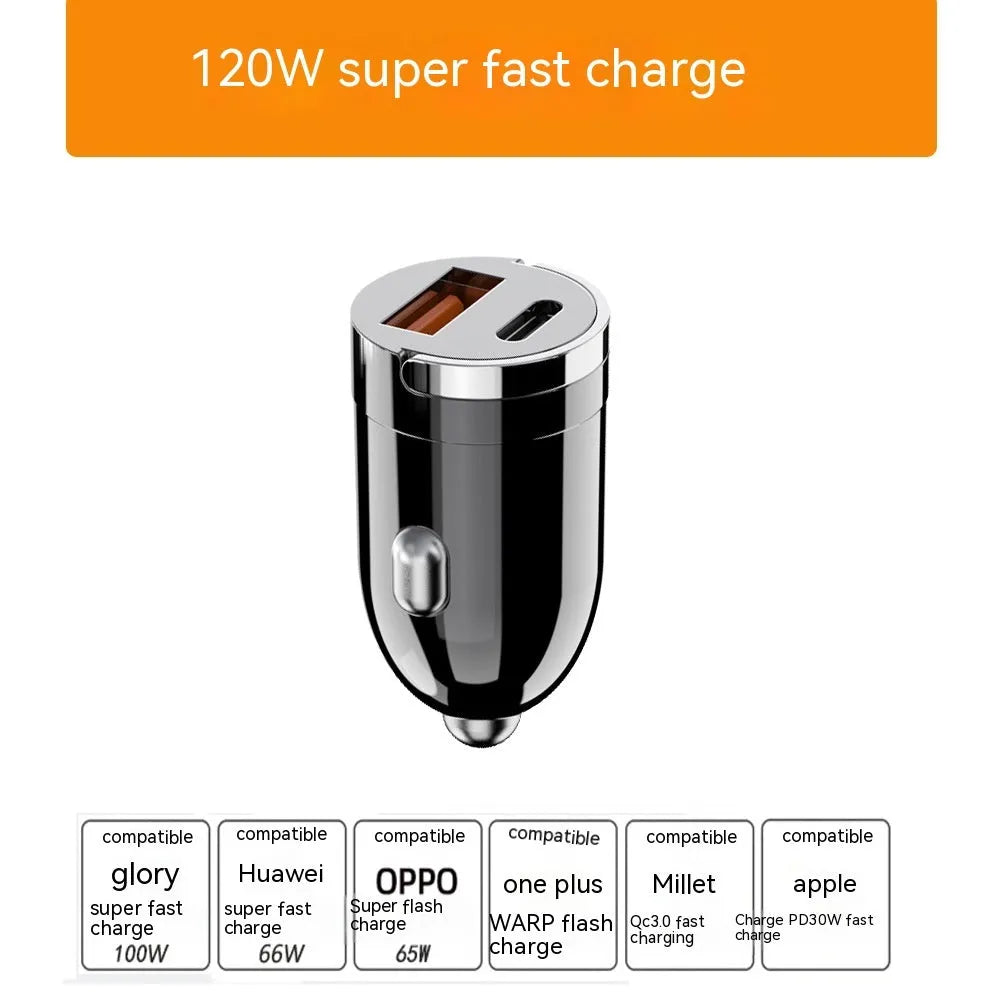 Black 200W car charger with zinc alloy housing and USB output interface