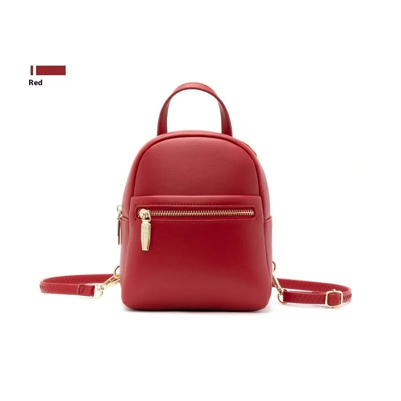 Soft PU leather mini backpack in multiple colours with 3D pockets and internal organisation compartments