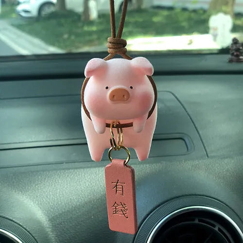 Cartoon pig figurine car dashboard ornament made from resin in various style options