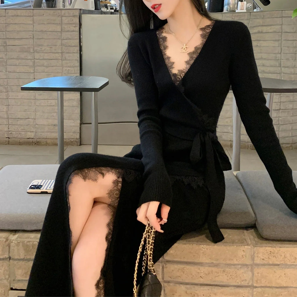 Black slim fit women's skirt with princess dress style and polyester fabric construction