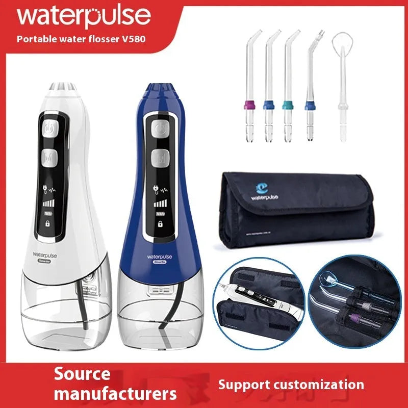 V580 portable 320ml electric dental irrigator water flosser in blue for adult oral hygiene