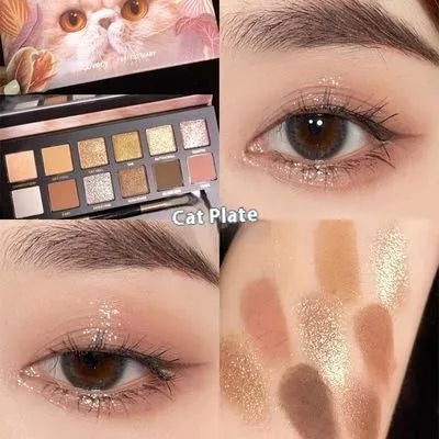 Twelve-colour animal theme eye shadow palette with shimmer and matte finishes