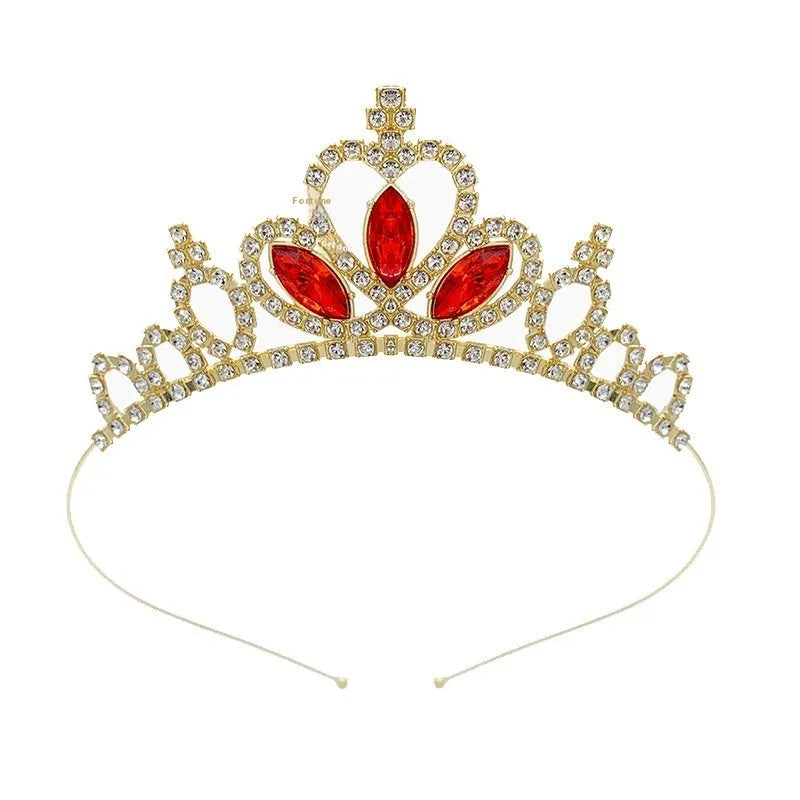 Girl's alloy princess crown with electroplated finish and crystal diamond decorations