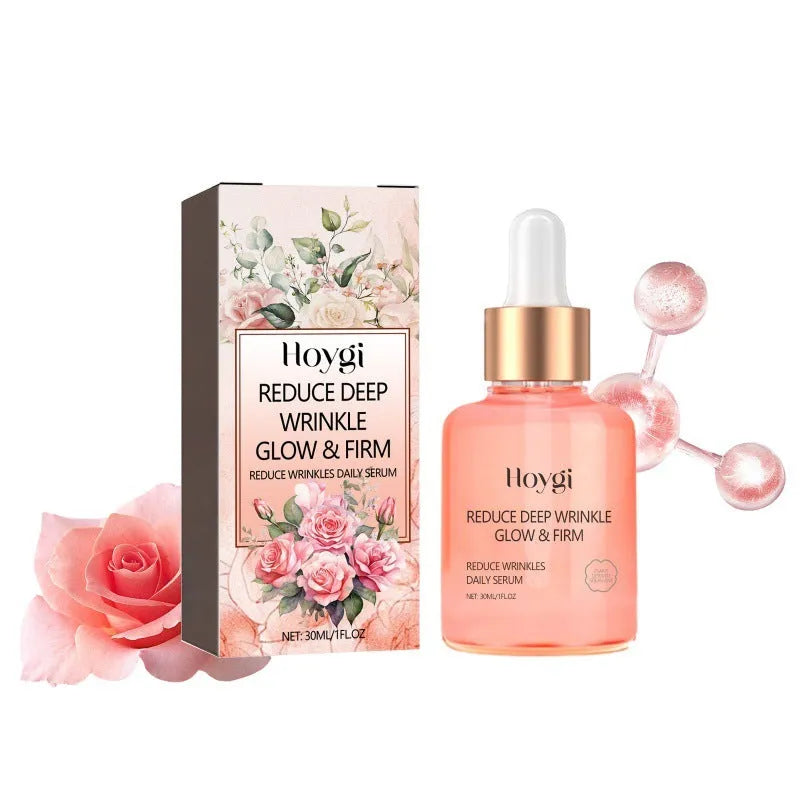 30ml rose essential oil in glass bottle for smoothing wrinkles and brightening skin