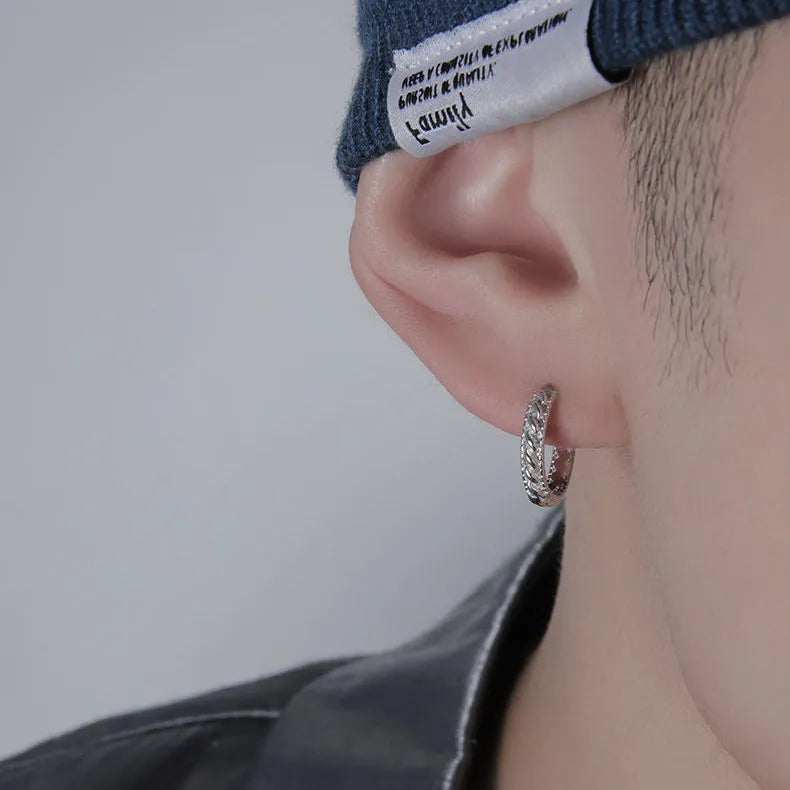 Men's simple geometric copper earrings for hip hop style in 10mm and 14mm sizes.