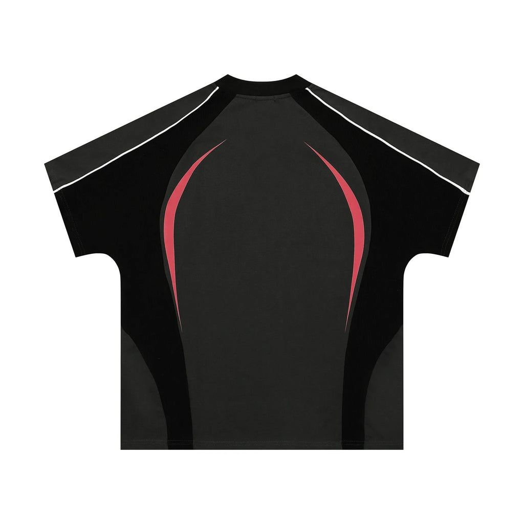 Men's loose fit black t-shirt with a colour matching letters printed design on the front.
