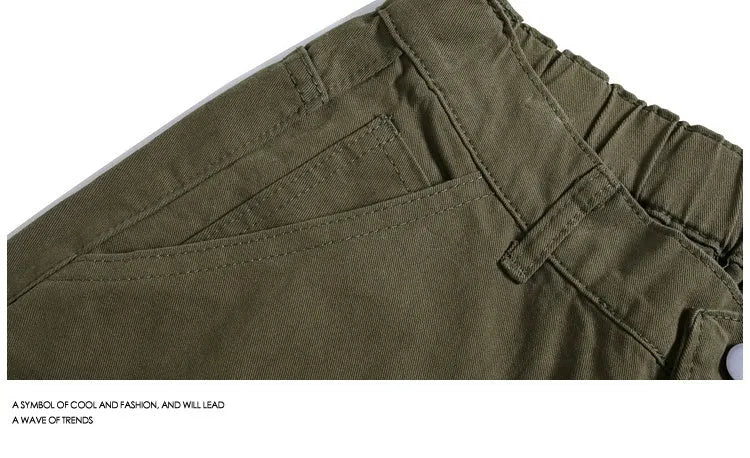 Workwear rivet cropped pants in wide-leg shorts style with mid waist design