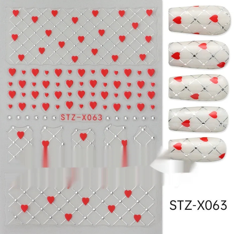 Black and silver strip cartoon nail art stickers on plastic patch
