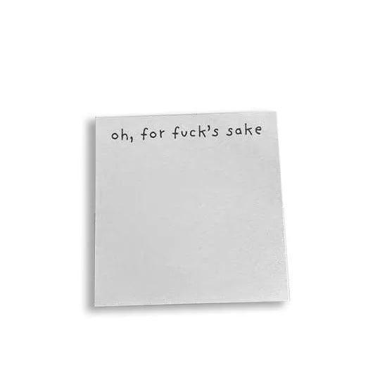 Square 75mm sticky notes with printed covers including 'Fuck Sticky Notes' design