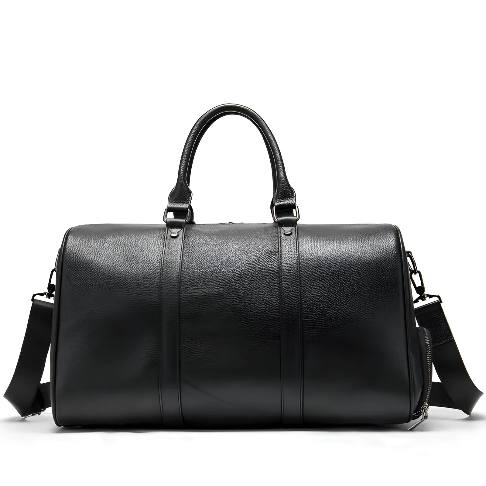 Men's leather tote bag in black and coffee colours showing 44cm and 55cm size options