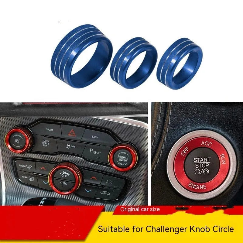 Aluminium alloy decorative ring for Dodge Grand Cherokee Challenger air conditioning knob.