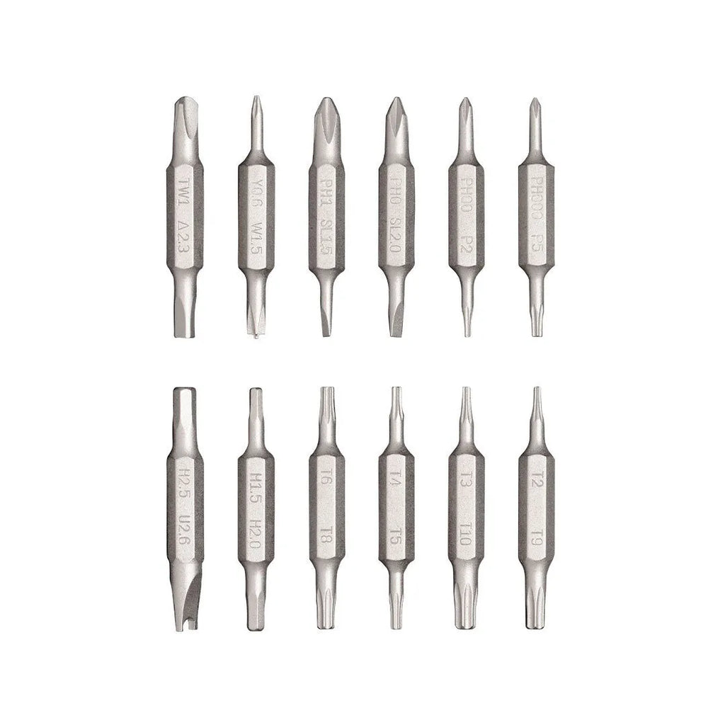24-in-1 electronics repair screwdriver set with aluminium handle and magnetic bit storage